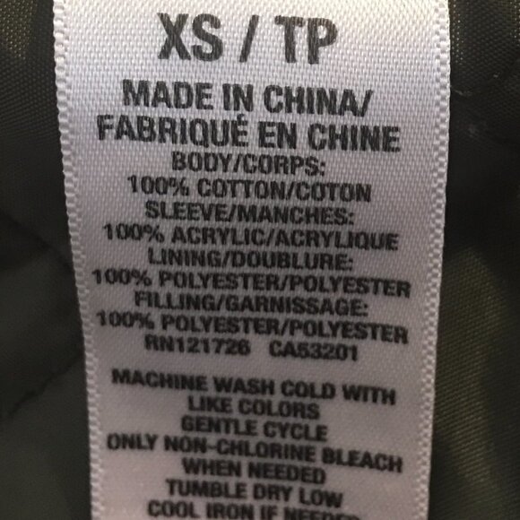 AEROPOSTALE Khaki Green Canvas Hood Jacket Fair Isle Knit Sleeves Pockets XS - Picture 5 of 5